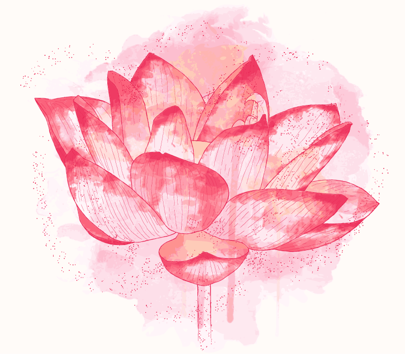 Tapis vinyle salon Aquarelle circulaire de lotus - TenStickers