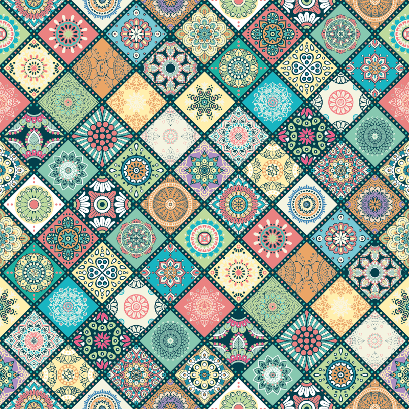 Tapis mosaique vinyle patchwork de motifs en mosaïque - TenStickers