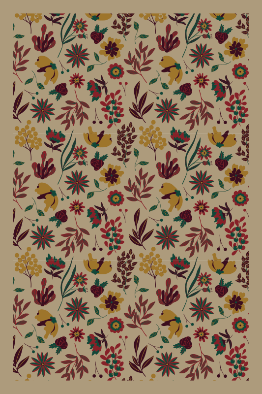 Tapis vinyle fleurs et plantes motifs botaniques d'automne - TenStickers