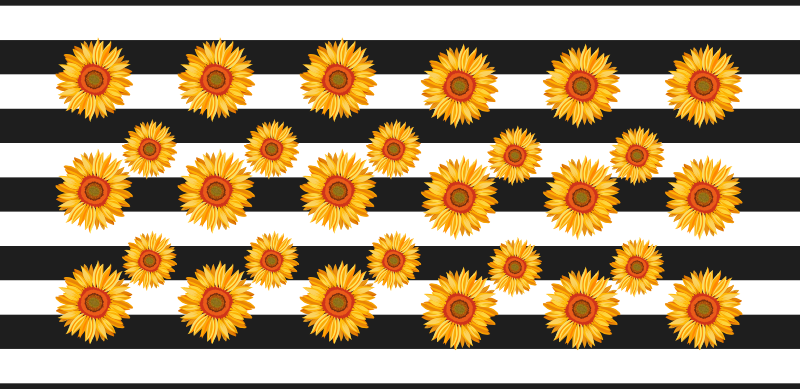 Tapis vinyle fleurs et plantes rayures de tournesol - TenStickers