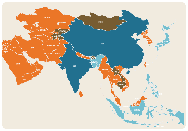 Tapis vinyle carte du monde Carte de l'asie - TenStickers