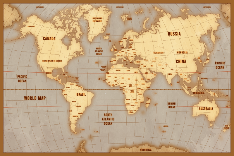Tapis vinyle carte du monde Carte scolaire - planisphère - TenStickers