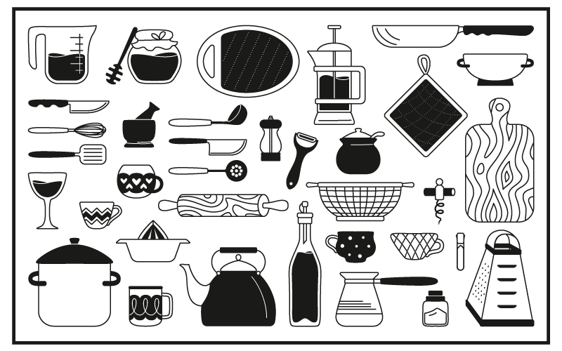tapis vinyle cuisine Noir et blanc - TenStickers
