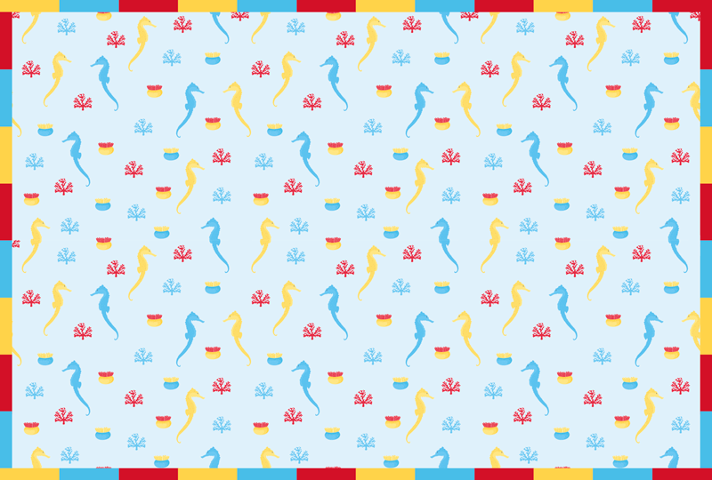 Tapis vinyle salle de bain motif hippocampe bleu - TenStickers