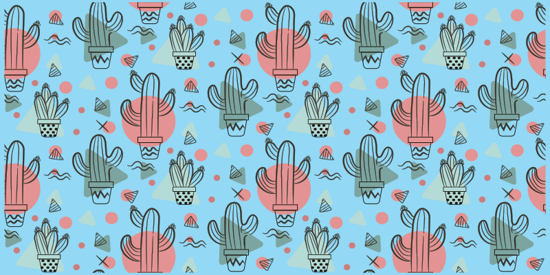 Tapis vinyle cuisine motif cactus bleu - TenStickers
