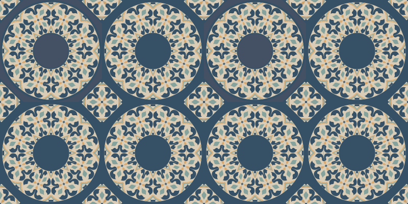 Tapis mosaique vinyle motifs circulaires bleus - TenStickers