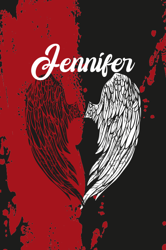 Tapis vinyle ado ailes de coeur avec nom - TenStickers