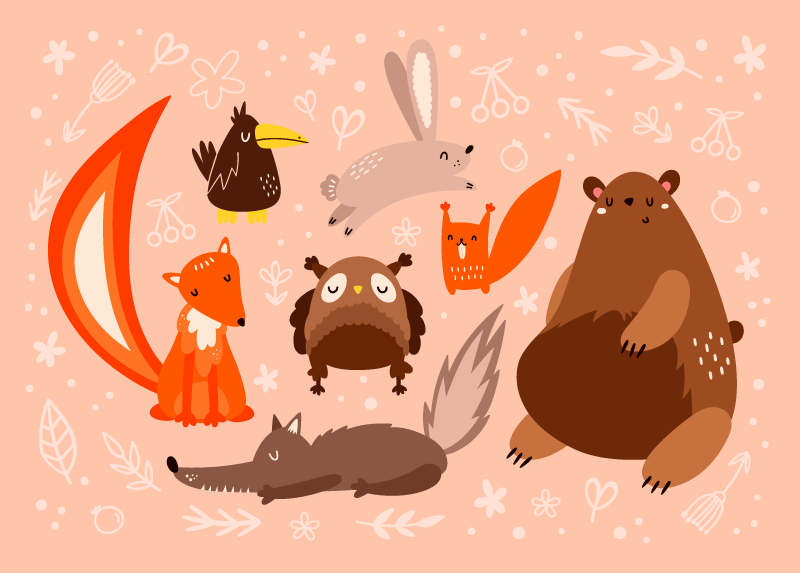 Tapis vinyle chambre bébé adorables compagnons animaux - TenStickers