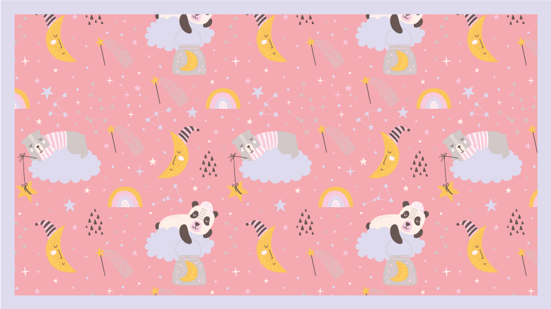 Tapis vinyle animal Fond rose avec des pandas - TenStickers
