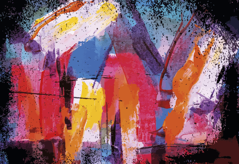 Tapis vinyle moderne Peinture abstraite colorée - TenStickers