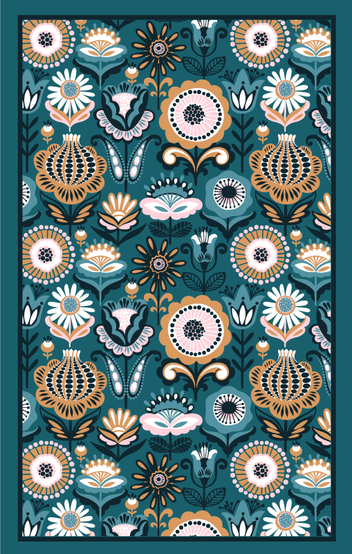 Tapis vinyle chambre motifs floraux et feuilles - TenStickers