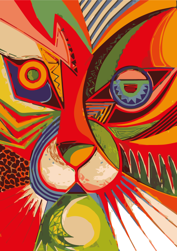 Tapis vinyle animal visage de chat coloré - TenStickers