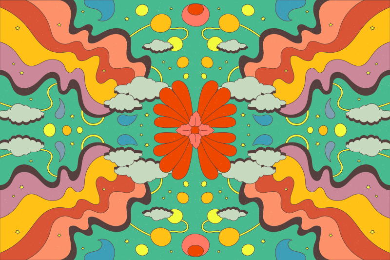 Tapis vinyle nature vagues florales vibrantes - TenStickers