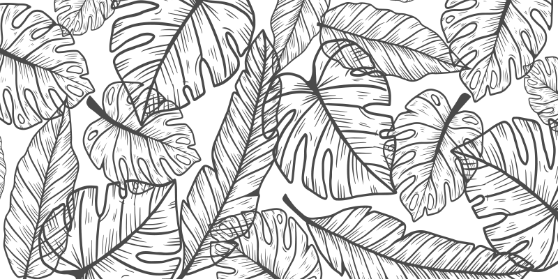 tapis vinyle chambre Contour de grandes feuilles - TenStickers