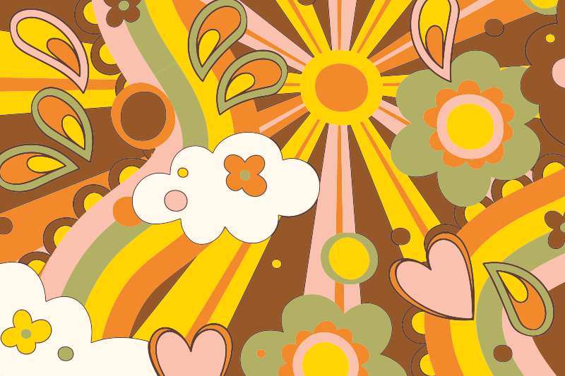 Tapis vinyle retro Fleurs des années 70 - TenStickers