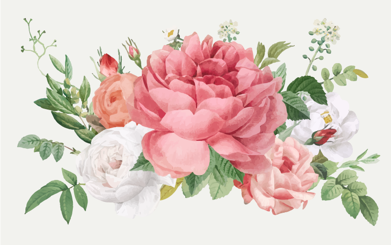 Tapis vinyle fleurs et plantes composition florale vibrante - TenStickers