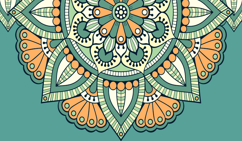 Tapis vinyle mandala motif floral moitié - TenStickers