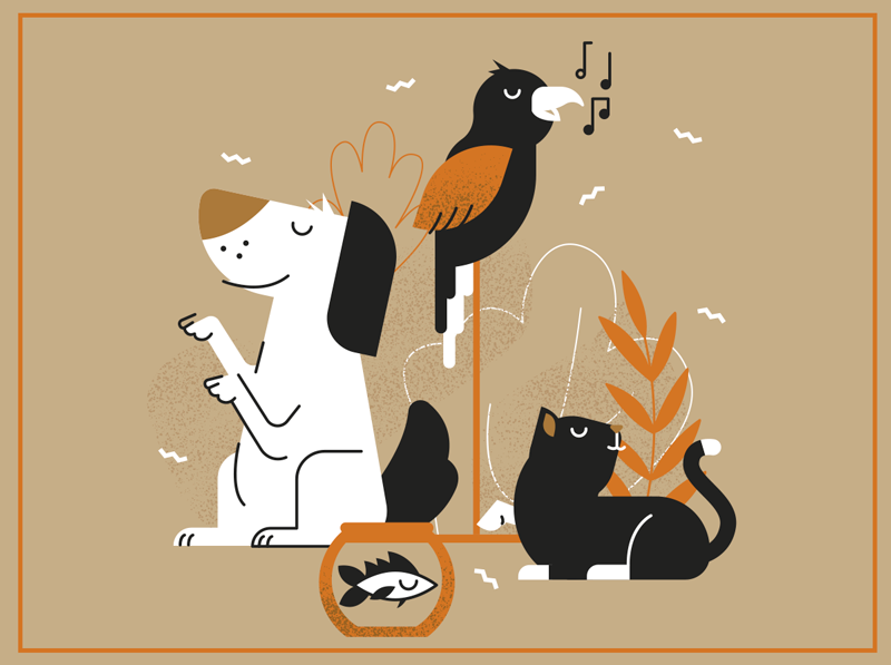 Tapis vinyle animal illustration beige pour animaux - TenStickers