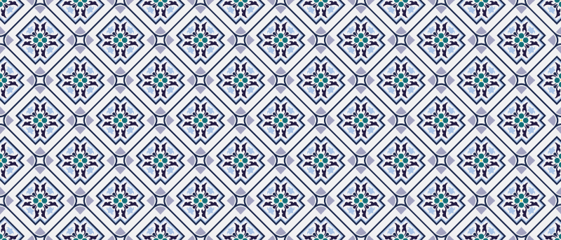 Tapis vinyle Carreaux de fleurs style abstrait - TenStickers