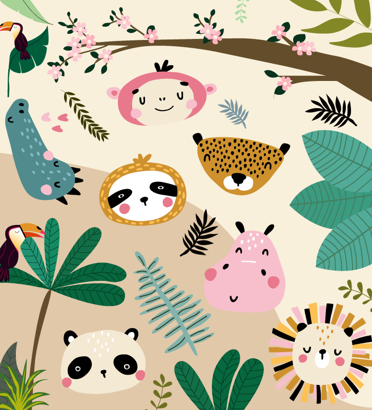 Tapis vinyle pour enfants Arbres et animaux  - TenStickers