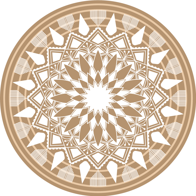 Tapis vinyle mandala Circulaire grand mandala naturel - TenStickers