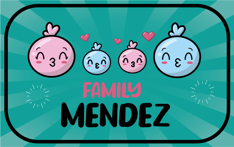 Tapis vinyle entrée ballons d'eau avec nom de famille - TenStickers