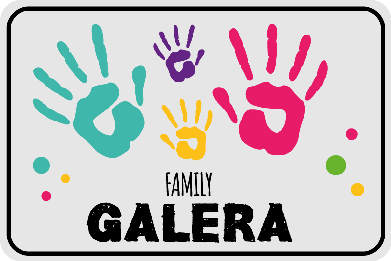 Tapis vinyle entrée empreintes de mains avec nom de famille - TenStickers