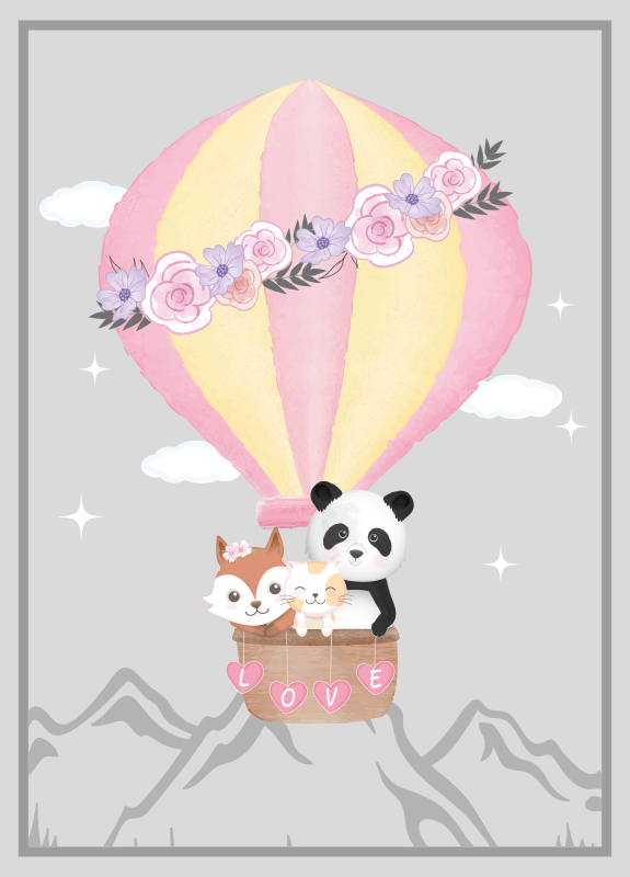 Tapis vinyle pour enfants amour de l'air chaud - TenStickers