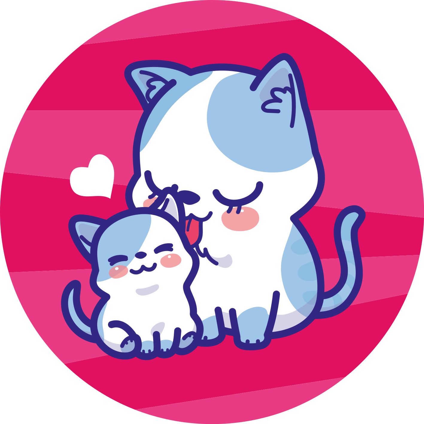 tapis vinyle rond Une maman chat avec son bébé chat - TenStickers