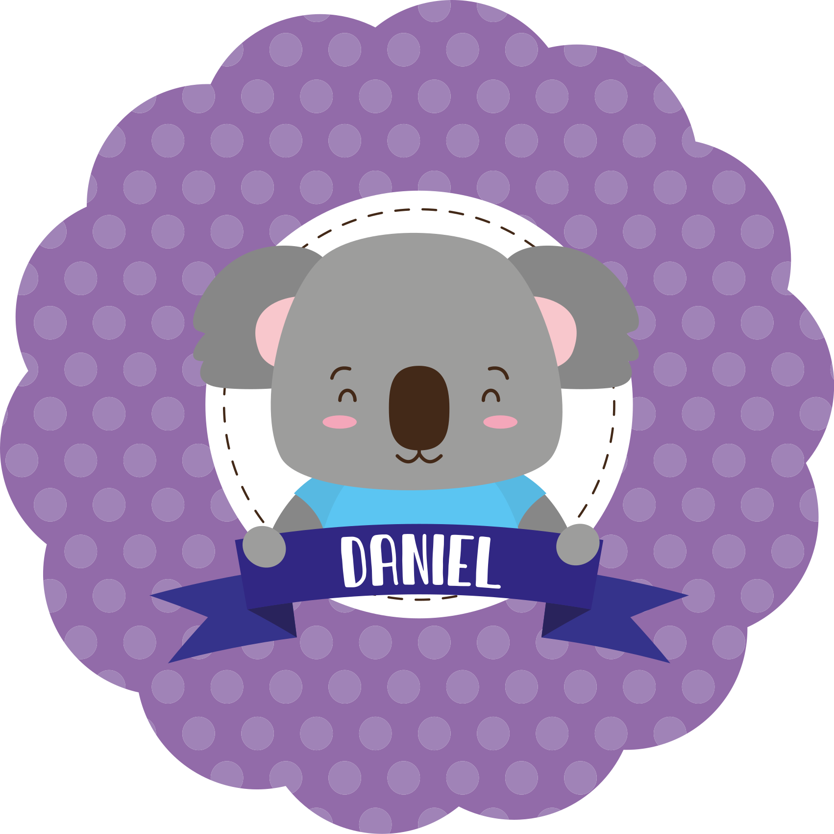 Tapis vinyle chambre bébé koala mignon avec nom - TenStickers