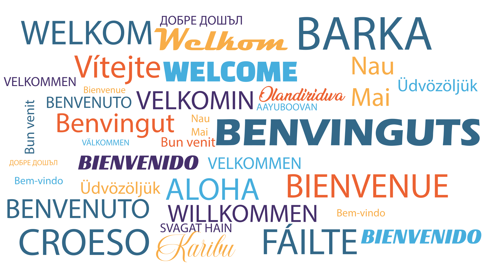 Tapis vinyle citation Bienvenue dans de nombreuses langues - TenStickers