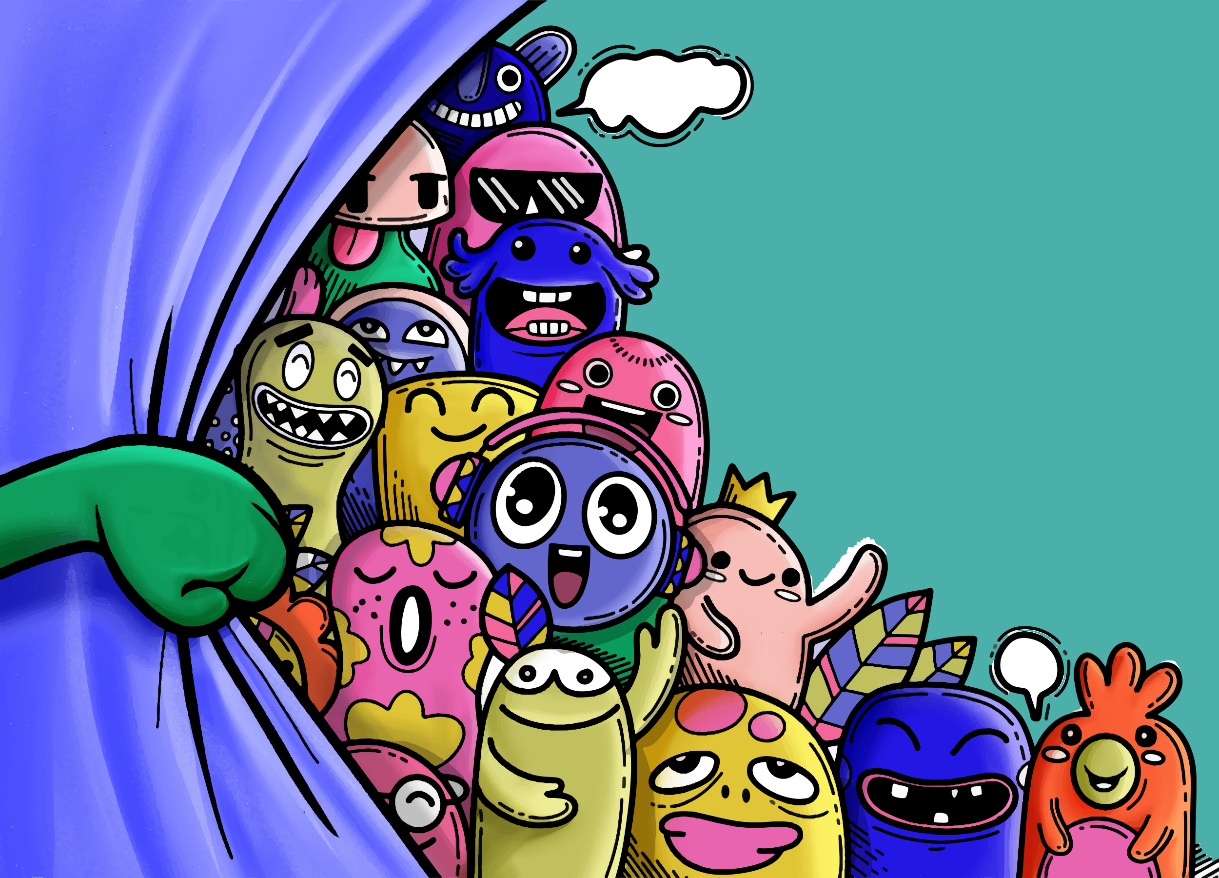 Tapis vinyle autres tapis personnages de monstres colorés - TenStickers