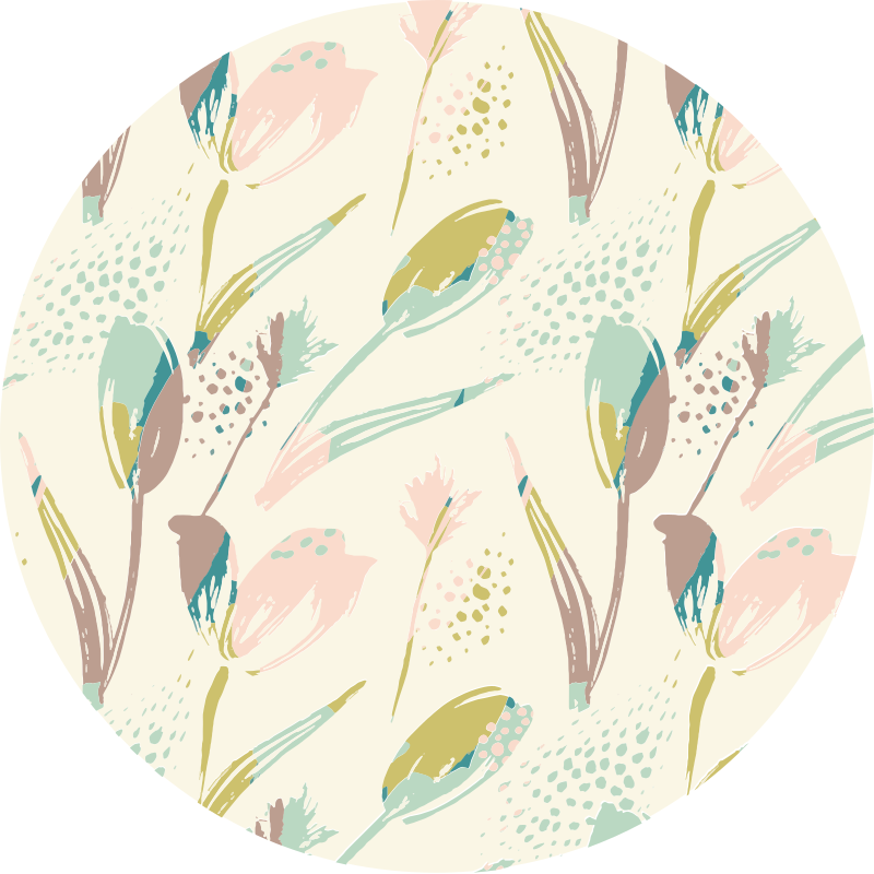 Tapis vinyle fleurs et plantes motifs floraux cercle - TenStickers