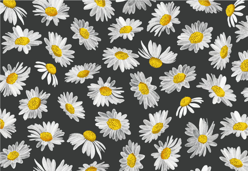 tapis vinyle cuisine Fleur de marguerite noire - TenStickers