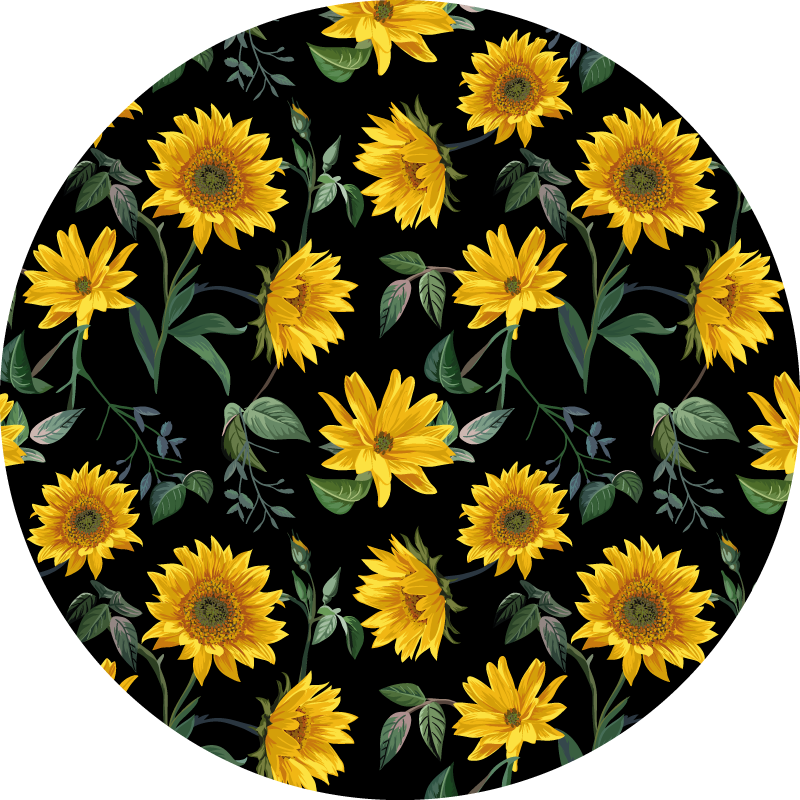 Tapis vinyle fleurs et plantes motif floral de tournesol - TenStickers