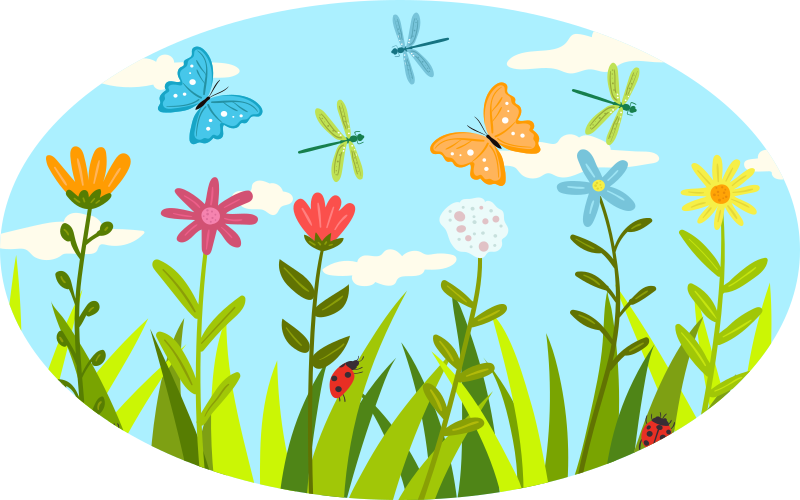 Tapis vinyle fleurs et plantes scène de jardin fleuri - TenStickers
