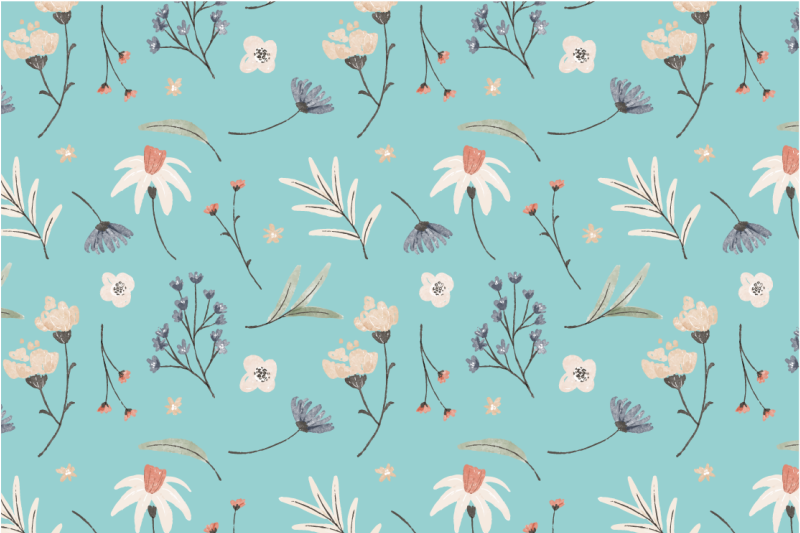 tapis vinyle bureau Fleurs et feuilles - TenStickers