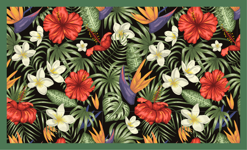 Tapis vinyle fleurs et plantes motif tropical coloré - TenStickers