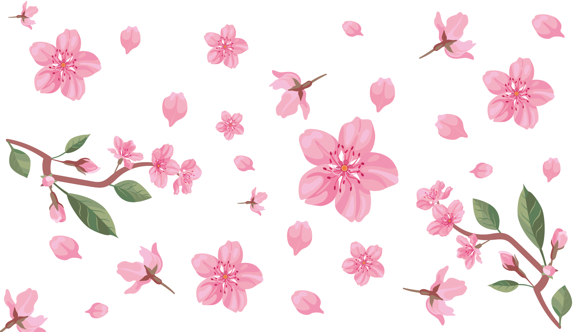 Tapis vinyle salon Fleurs de cerisier roses - TenStickers