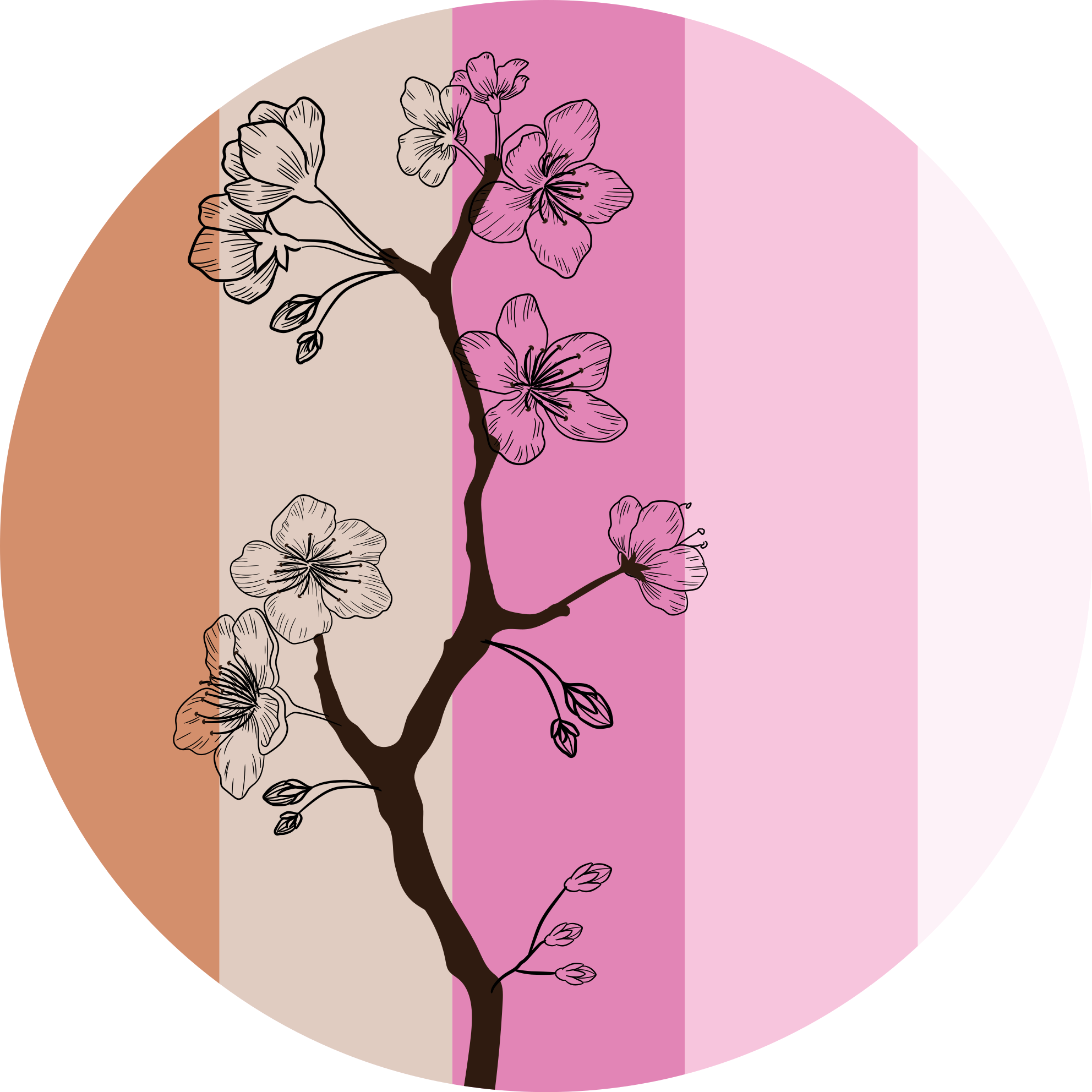 Tapis vinyle fleurs et plantes Élégance cerisier - TenStickers