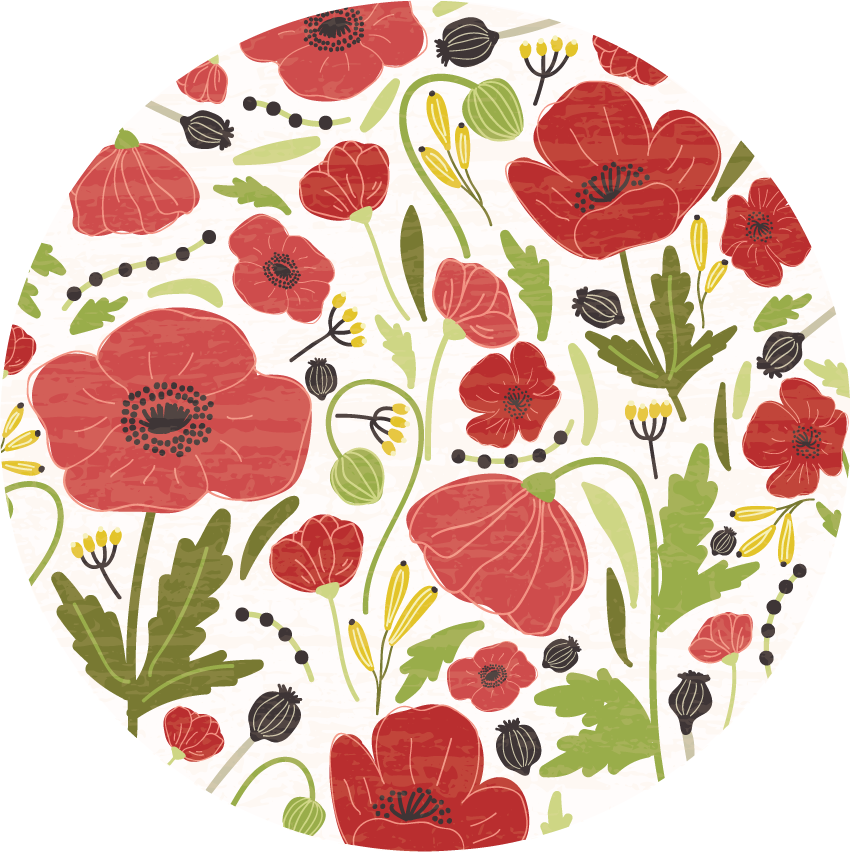 Tapis vinyle fleurs et plantes roses de pavot écarlate - TenStickers