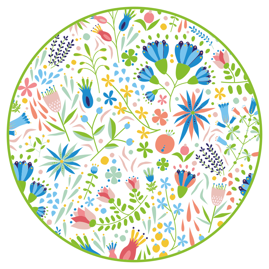 Tapis vinyle rond motifs floraux ravissants - TenStickers