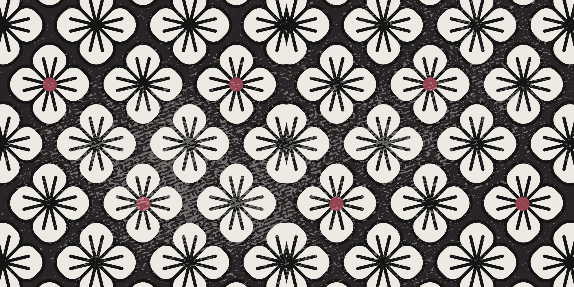 Tapis vinyle retro vinylee noir et blanc symétrique - TenStickers