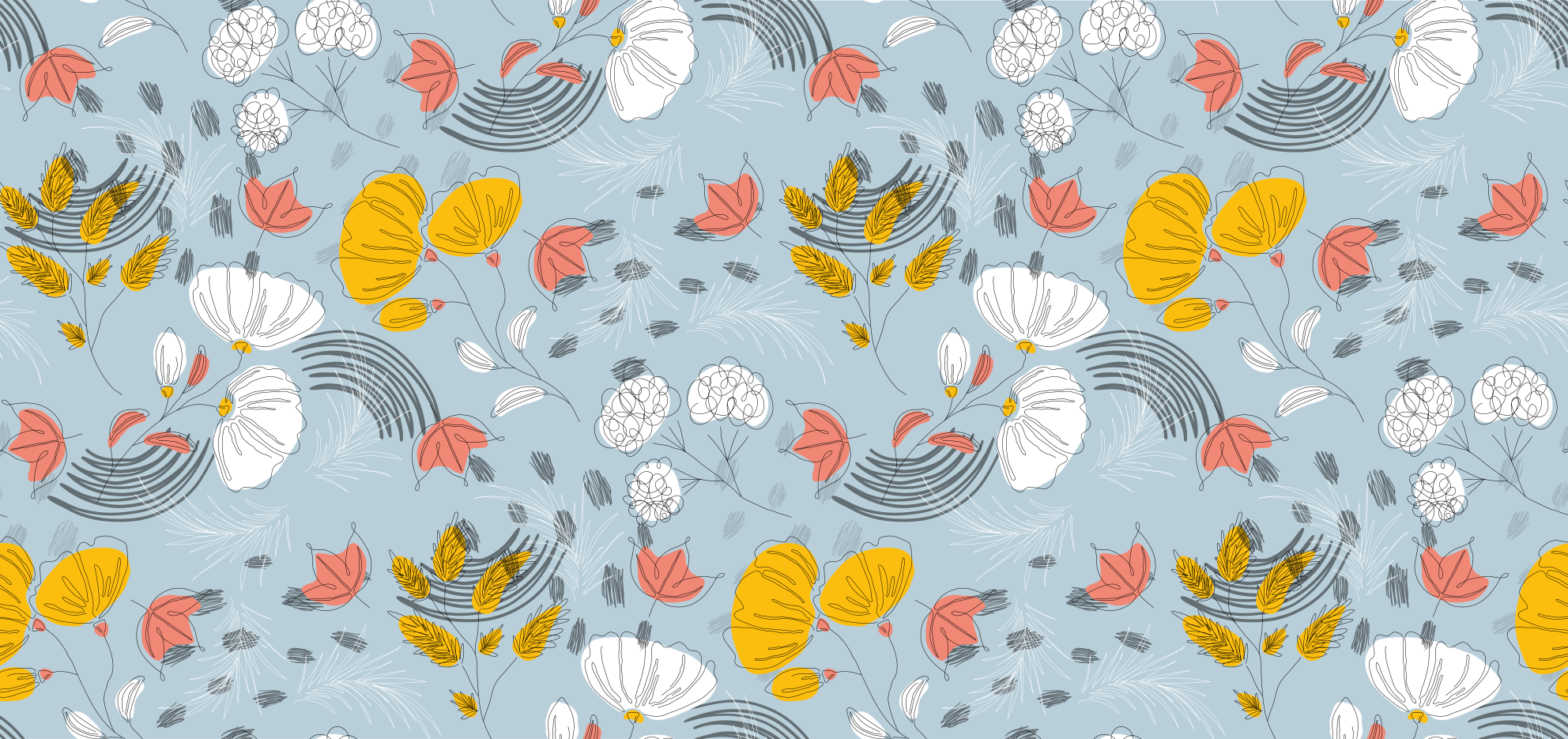 Tapis vinyle fleurs et plantes motif bleu fleuri - TenStickers