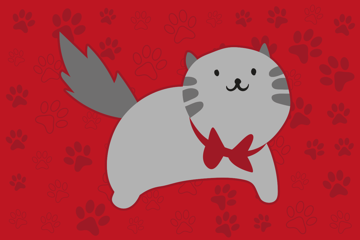tapis vinyle chambre Chat gris avec un foulard rouge - TenStickers