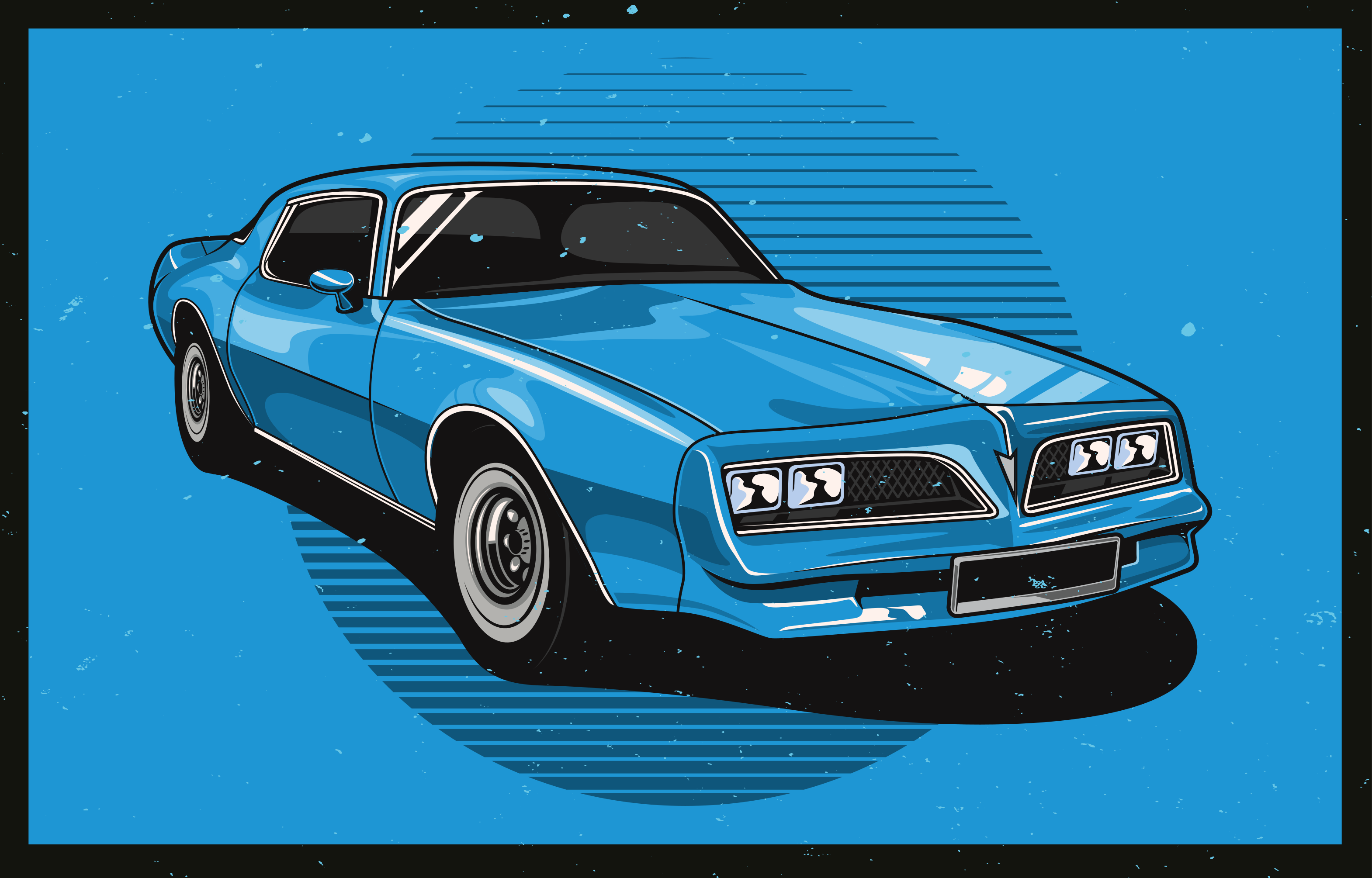 Tapis vinyle bleu voiture bleue classique - TenStickers