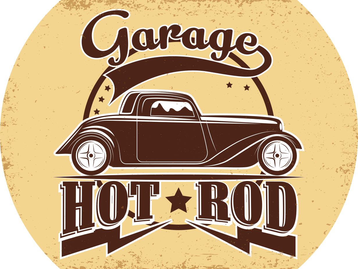 Tapis vinyle vintage hot rod de garage - TenStickers