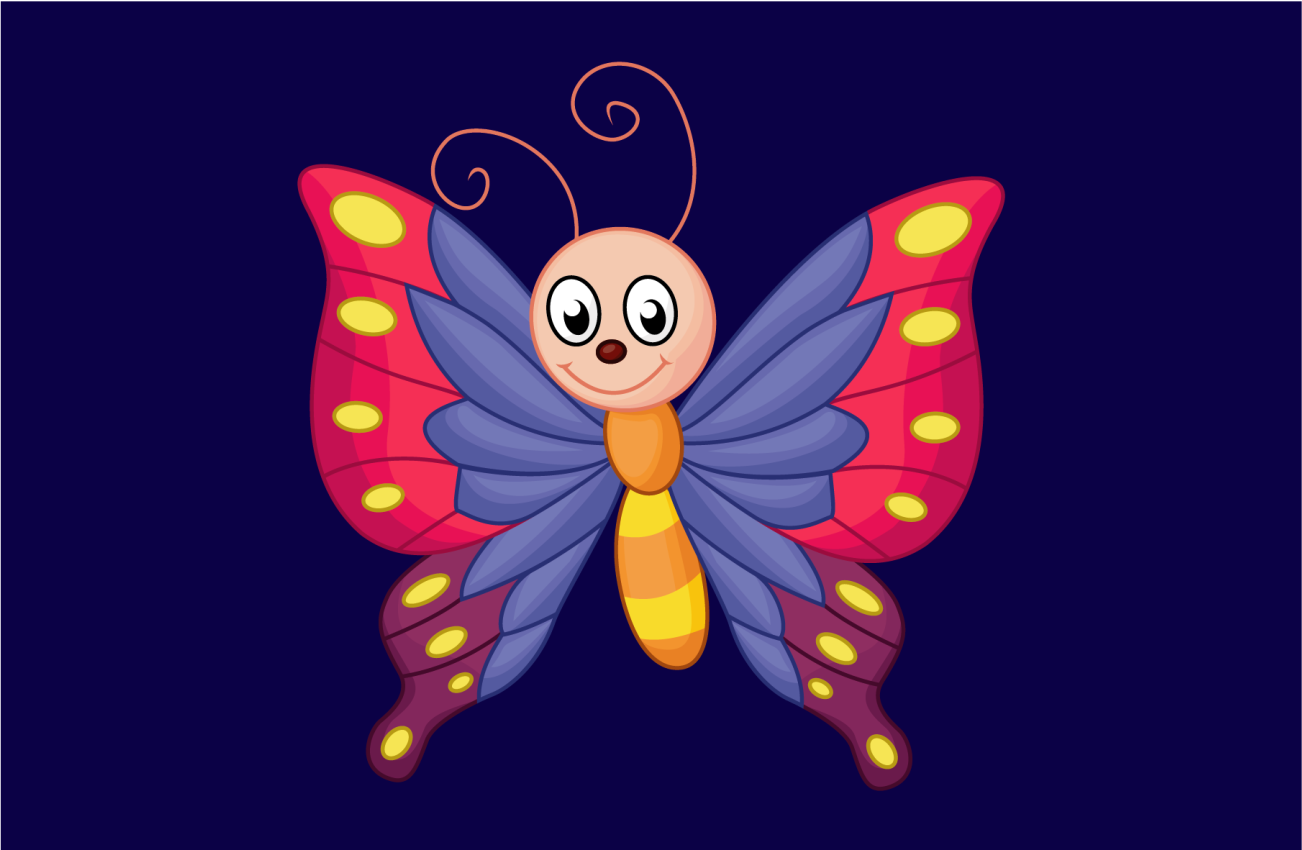 Tapis vinyle papillon souriant aux ailes rouges - TenStickers