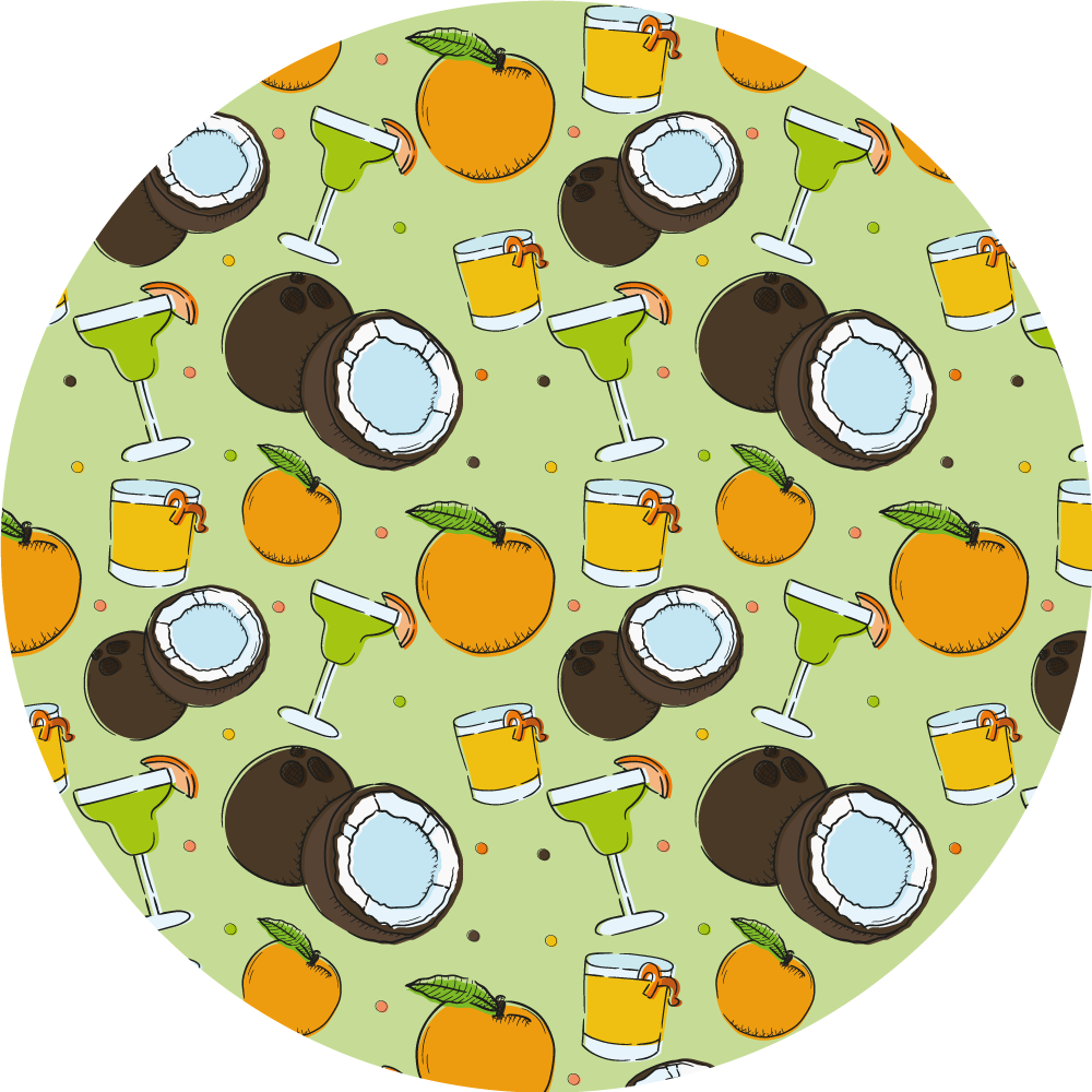 Tapis vinyle rond cocktail de noix de coco amusant - TenStickers