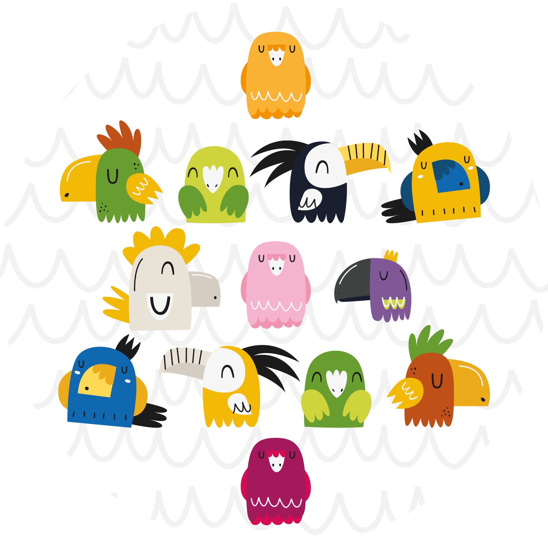 Tapis vinyle pour enfants visages d'oiseaux colorés - TenStickers